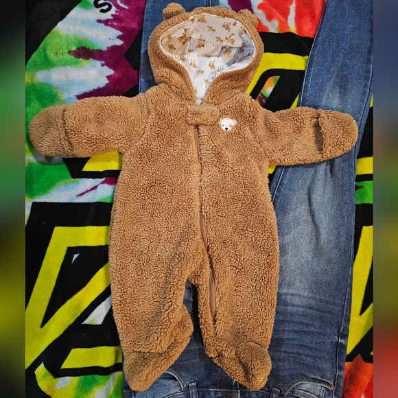 Carter's Just One You Baby Boy/Girl Pram/Bunting/Snowsuit: Brown Bear Size 3 Mo - Picture 6 of 8